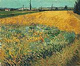 Wheat Paintings - Wheat Field with the Alpilles Foothills in the Background by Vincent van Gogh